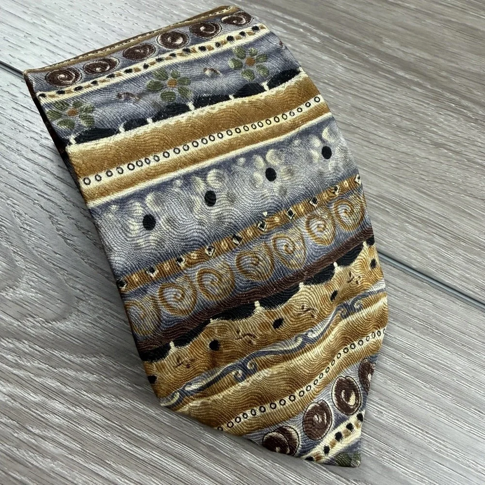 J Garcia Men's 100% Silk Abstract Design Neck Tie Multicolor 3.5
